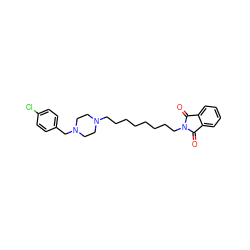 O=C1c2ccccc2C(=O)N1CCCCCCCCN1CCN(Cc2ccc(Cl)cc2)CC1 ZINC000653917172