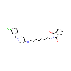 O=C1c2ccccc2C(=O)N1CCCCCCCCNC1CCN(Cc2cccc(Cl)c2)CC1 ZINC000213834575