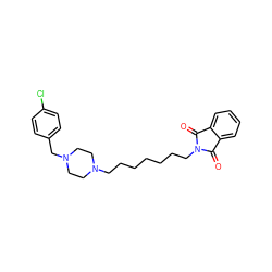 O=C1c2ccccc2C(=O)N1CCCCCCCN1CCN(Cc2ccc(Cl)cc2)CC1 ZINC000653714259