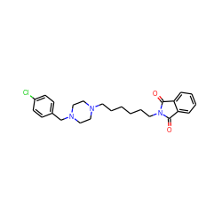 O=C1c2ccccc2C(=O)N1CCCCCCN1CCN(Cc2ccc(Cl)cc2)CC1 ZINC000653714293