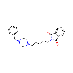 O=C1c2ccccc2C(=O)N1CCCCCN1CCN(Cc2ccccc2)CC1 ZINC000653715433