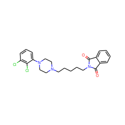 O=C1c2ccccc2C(=O)N1CCCCCN1CCN(c2cccc(Cl)c2Cl)CC1 ZINC000013534368