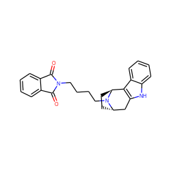 O=C1c2ccccc2C(=O)N1CCCCN1[C@H]2CC[C@H]1c1c([nH]c3ccccc13)C2 ZINC000100758031