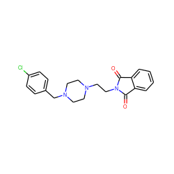 O=C1c2ccccc2C(=O)N1CCN1CCN(Cc2ccc(Cl)cc2)CC1 ZINC000022779667