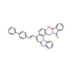 O=C1c2ccccc2C(=O)N1Cc1c(O)ccc2c(/C=C/c3ccc(-c4ccccc4)cc3)cc3nc4ccccc4n3c12 ZINC000028819591