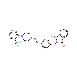 O=C1c2ccccc2C(=O)N1Cc1ccc(CCN2CCN(c3ccccc3C(F)(F)F)CC2)cc1 ZINC000213935213