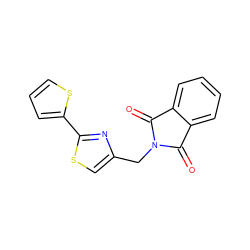 O=C1c2ccccc2C(=O)N1Cc1csc(-c2cccs2)n1 ZINC000000147092