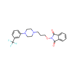 O=C1c2ccccc2C(=O)N1OCCCN1CCN(c2cccc(C(F)(F)F)c2)CC1 ZINC000013820876