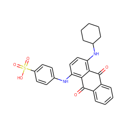 O=C1c2ccccc2C(=O)c2c(NC3CCCCC3)ccc(Nc3ccc(S(=O)(=O)O)cc3)c21 ZINC000003954376