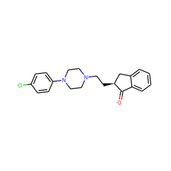 O=C1c2ccccc2C[C@@H]1CCN1CCN(c2ccc(Cl)cc2)CC1 ZINC000169350271