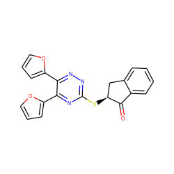 O=C1c2ccccc2C[C@@H]1Sc1nnc(-c2ccco2)c(-c2ccco2)n1 ZINC000005059548