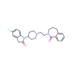 O=C1c2ccccc2CCCN1CCN1CCC(N2C(=O)Cc3cc(F)ccc32)CC1 ZINC000013488316