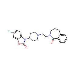 O=C1c2ccccc2CCCN1CCN1CCC(n2c(=O)oc3cc(F)ccc32)CC1 ZINC000013488319