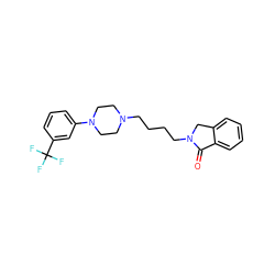 O=C1c2ccccc2CN1CCCCN1CCN(c2cccc(C(F)(F)F)c2)CC1 ZINC000028866178