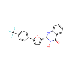 O=C1c2ccccc2N[C@@H](c2ccc(-c3ccc(C(F)(F)F)cc3)o2)N1O ZINC000036380706