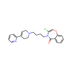 O=C1c2ccccc2OC=C(Cl)N1CCCCN1CC=C(c2ccccn2)CC1 ZINC000001892462