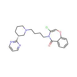 O=C1c2ccccc2OC=C(Cl)N1CCCCN1CCC[C@@H](c2ncccn2)C1 ZINC000028524354