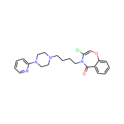 O=C1c2ccccc2OC=C(Cl)N1CCCCN1CCN(c2ccccn2)CC1 ZINC000027648061