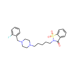 O=C1c2ccccc2S(=O)(=O)N1CCCCCN1CCN(Cc2ccccc2F)CC1 ZINC001772646717