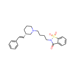 O=C1c2ccccc2S(=O)(=O)N1CCCCN1CCC[C@@H](/C=C/c2ccccc2)C1 ZINC000029322847