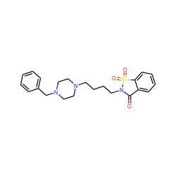 O=C1c2ccccc2S(=O)(=O)N1CCCCN1CCN(Cc2ccccc2)CC1 ZINC001772582750