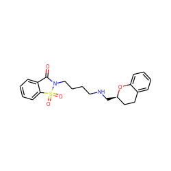 O=C1c2ccccc2S(=O)(=O)N1CCCCNC[C@@H]1CCc2ccccc2O1 ZINC000001552488