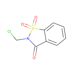 O=C1c2ccccc2S(=O)(=O)N1CCl ZINC000003045392