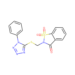 O=C1c2ccccc2S(=O)(=O)N1CSc1nnnn1-c1ccccc1 ZINC000013740532