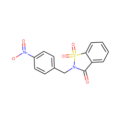 O=C1c2ccccc2S(=O)(=O)N1Cc1ccc([N+](=O)[O-])cc1 ZINC000002627450