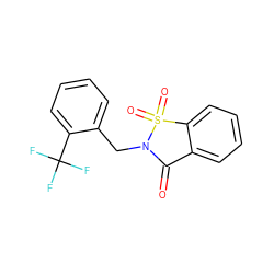 O=C1c2ccccc2S(=O)(=O)N1Cc1ccccc1C(F)(F)F ZINC000004846643