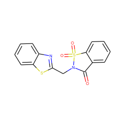 O=C1c2ccccc2S(=O)(=O)N1Cc1nc2ccccc2s1 ZINC000000156972