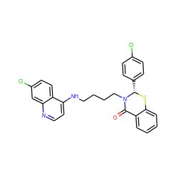 O=C1c2ccccc2S[C@@H](c2ccc(Cl)cc2)N1CCCCNc1ccnc2cc(Cl)ccc12 ZINC000035091153