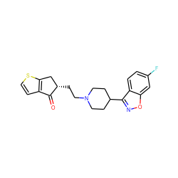 O=C1c2ccsc2C[C@@H]1CCN1CCC(c2noc3cc(F)ccc23)CC1 ZINC000003941209