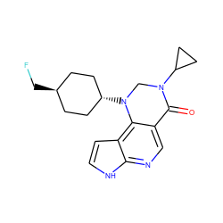 O=C1c2cnc3[nH]ccc3c2N([C@H]2CC[C@H](CF)CC2)CN1C1CC1 ZINC001772634118