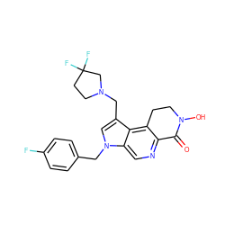 O=C1c2ncc3c(c(CN4CCC(F)(F)C4)cn3Cc3ccc(F)cc3)c2CCN1O ZINC000071319375