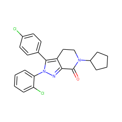 O=C1c2nn(-c3ccccc3Cl)c(-c3ccc(Cl)cc3)c2CCN1C1CCCC1 ZINC000040938613