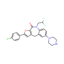 O=C1c2oc(-c3ccc(Cl)cc3)cc2Cc2cc(N3CCNCC3)ccc2N1CC(F)F ZINC000096270556