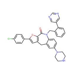 O=C1c2oc(-c3ccc(Cl)cc3)cc2Cc2cc(N3CCNCC3)ccc2N1Cc1ccccc1-c1cncnc1 ZINC000072314982