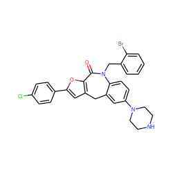 O=C1c2oc(-c3ccc(Cl)cc3)cc2Cc2cc(N3CCNCC3)ccc2N1Cc1ccccc1Br ZINC000096270554