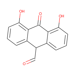 O=CC1c2cccc(O)c2C(=O)c2c(O)cccc21 ZINC000013606541