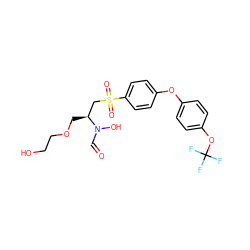 O=CN(O)[C@@H](COCCO)CS(=O)(=O)c1ccc(Oc2ccc(OC(F)(F)F)cc2)cc1 ZINC000013471942