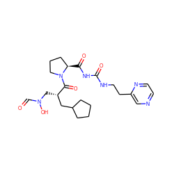 O=CN(O)C[C@@H](CC1CCCC1)C(=O)N1CCC[C@H]1C(=O)NC(=O)NCCc1cnccn1 ZINC000034873201