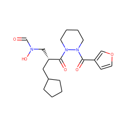 O=CN(O)C[C@@H](CC1CCCC1)C(=O)N1CCCCN1C(=O)c1ccoc1 ZINC000072175365