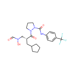 O=CN(O)C[C@@H](CC1CCCC1)C(=O)N1CCCN1C(=O)Nc1ccc(C(F)(F)F)cc1 ZINC000069058788