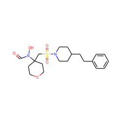 O=CN(O)C1(CS(=O)(=O)N2CCC(CCc3ccccc3)CC2)CCOCC1 ZINC000071280756