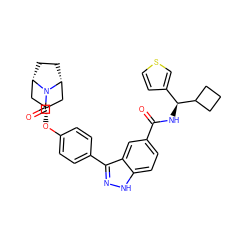 O=CN1[C@H]2CC[C@@H]1C[C@H](Oc1ccc(-c3n[nH]c4ccc(C(=O)N[C@@H](c5ccsc5)C5CCC5)cc34)cc1)C2 ZINC000299861842