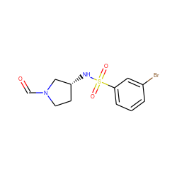 O=CN1CC[C@@H](NS(=O)(=O)c2cccc(Br)c2)C1 ZINC000066099241