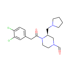 O=CN1CCN(C(=O)Cc2ccc(Cl)c(Cl)c2)[C@@H](CN2CCCC2)C1 ZINC000013832107