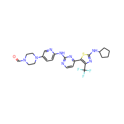 O=CN1CCN(c2ccc(Nc3nccc(-c4sc(NC5CCCC5)nc4C(F)(F)F)n3)nc2)CC1 ZINC001772574027