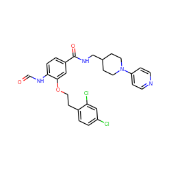 O=CNc1ccc(C(=O)NCC2CCN(c3ccncc3)CC2)cc1OCCc1ccc(Cl)cc1Cl ZINC000013643385